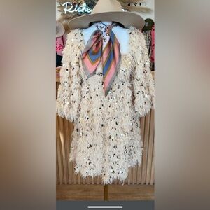 Sequin Embellished Cream Dress